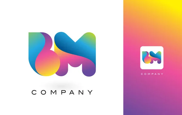 Lettera con logo BM e colori vivaci dell'arcobaleno. T colorato — Vettoriale Stock