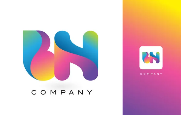 Bn logo buchstabe mit regenbogen lebendigen schönen farben. bunte t — Stockvektor