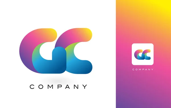 Gökkuşağı canlı güzel renkler ile GC Logo mektup. Renkli T — Stok Vektör
