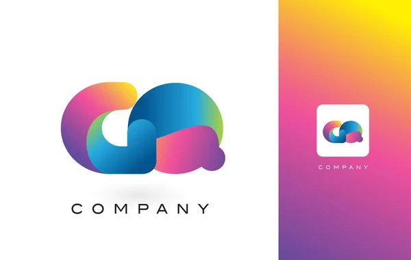 GO Logo Letter With Rainbow Vibrant Beautiful Colors. Colorful T — Stock Vector