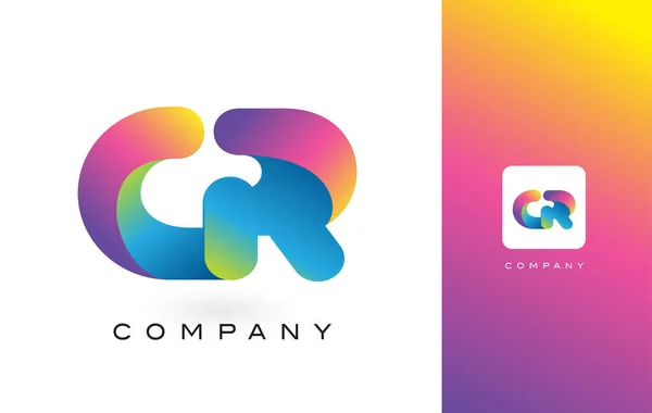 GR Logo brief met levendige mooie kleuren van de regenboog. Kleurrijke T — Stockvector