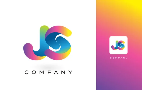 Carta do logotipo JS com arco-íris vibrante cores bonitas. T colorido — Vetor de Stock