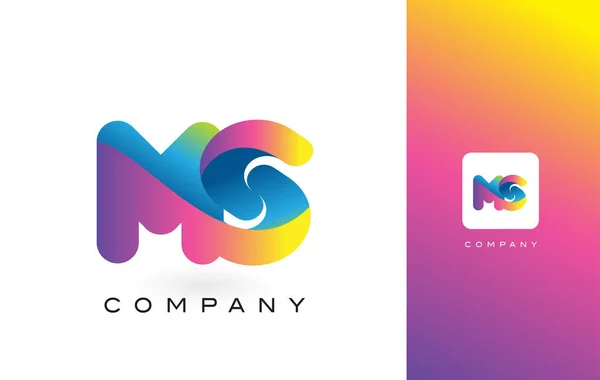 MS Logo Letter With Rainbow Vibrant Beautiful Colors. Colorful T