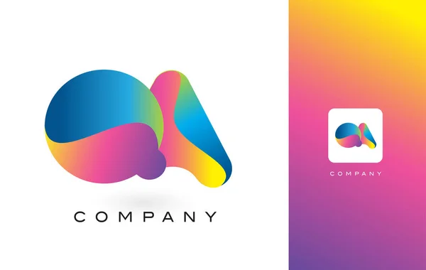 Qa-Logo Brief mit Regenbogen lebendigen schönen Farben. bunte t — Stockvektor