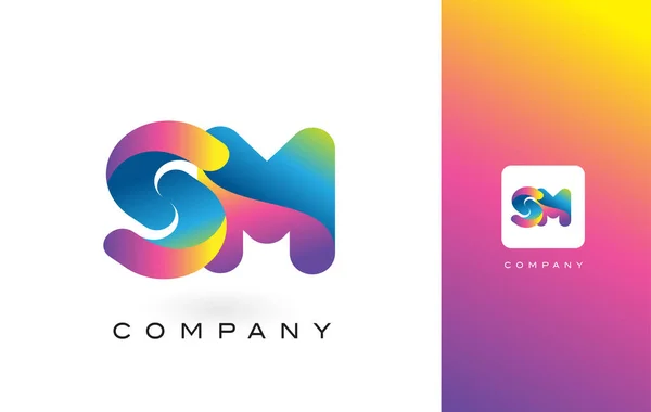 Sm logo buchstabe mit regenbogen lebendigen schönen farben. bunte t — Stockvektor