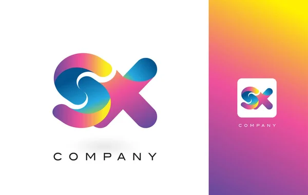 SX λογότυπο επιστολή με ζωντανή όμορφη χρώματα του ουράνιου τόξου. Πολύχρωμο T — Διανυσματικό Αρχείο