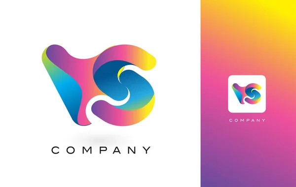 VS Logo brief met levendige mooie kleuren van de regenboog. Kleurrijke T — Stockvector