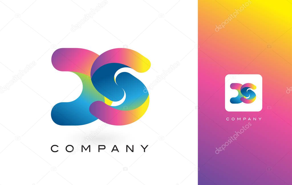 DS Logo Letter With Rainbow Vibrant Colors. Colorful Modern Trendy Purple and Magenta Letters Vector Illustration.