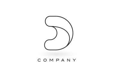 D Monogram mektup Logo ile ince siyah Monogram anahat dağılımı.