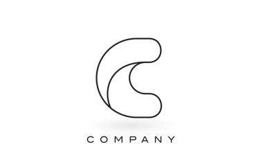 C Monogram mektup Logo ile ince siyah Monogram anahat dağılımı.