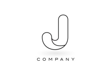 J Monogram mektup Logo ile ince siyah Monogram anahat dağılımı.