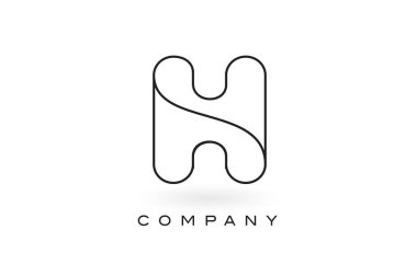 H Monogram mektup Logo ile ince siyah Monogram anahat dağılımı.