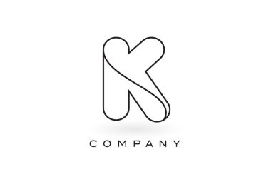 K Monogram mektup Logo ile ince siyah Monogram anahat dağılımı.