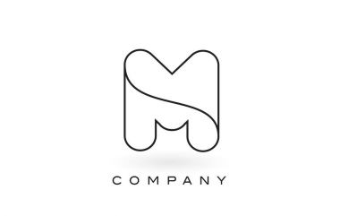 M Monogram mektup logosu ile ince siyah Monogram anahat dağılımı.
