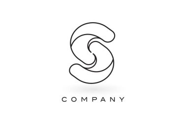 İnce siyah Monogram anahattı kontur ile S Monogram mektup Logo.