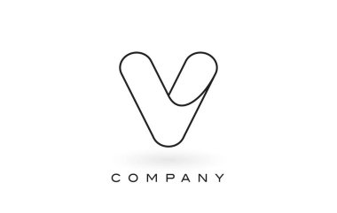 V Monogram mektup Logo ile ince siyah Monogram anahat dağılımı.