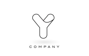 İnce siyah Monogram anahattı kontur ile Y Monogram mektup Logo.