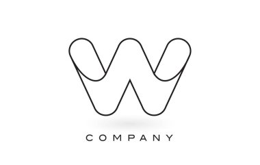 W Monogram mektup Logo ile ince siyah Monogram anahat dağılımı.