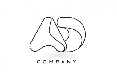 İnce siyah Monogram anahattı kontur ile reklam Monogram mektup Logo