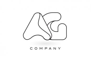 İnce siyah Monogram anahattı kontur ile AG Monogram mektup Logo
