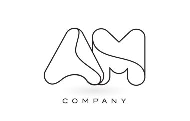 Monogram mektup Logo ince siyah Monogram anahattı kontur ile kulüpler