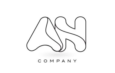 İnce siyah Monogram anahattı kontur bir Monogram mektup logolu