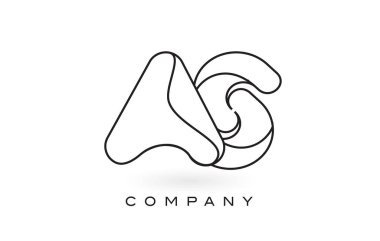 Monogram mektup logolu ince siyah Monogram anahattı kontur