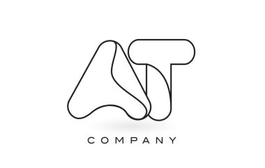 Monogram mektup logolu ince siyah Monogram anahattı kontur