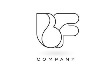 BF Monogram mektup Logo ile ince siyah Monogram anahat dağılımı