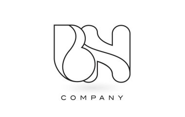 Bn Monogram mektup Logo ile ince siyah Monogram anahat dağılımı