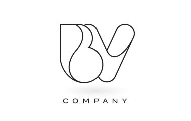 BV Monogram mektup Logo ile ince siyah Monogram anahat dağılımı