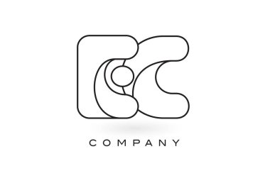 EC Monogram mektup Logo ile ince siyah Monogram anahat dağılımı