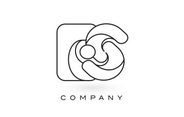 İnce siyah Monogram anahattı kontur ile es Monogram mektup Logo