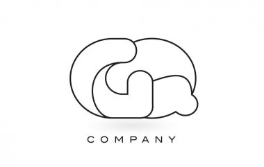 Monogram mektup Logo ince siyah Monogram anahattı kontur ile gitmek