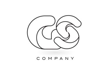 İnce siyah Monogram anahattı kontur ile GS Monogram mektup Logo