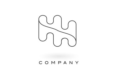 Hh Monogram mektup Logo ile ince siyah Monogram anahat dağılımı