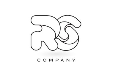 İnce siyah Monogram anahattı kontur ile RS Monogram mektup Logo