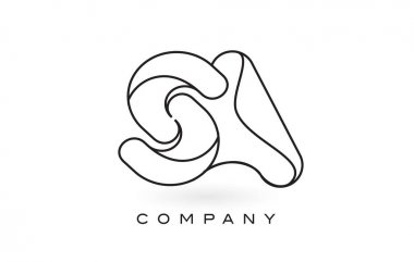 İnce siyah Monogram anahattı kontur ile sa Monogram mektup Logo