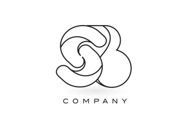 İnce siyah Monogram anahattı kontur ile SB Monogram mektup Logo