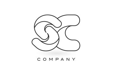 SC Monogram mektup Logo ile ince siyah Monogram anahat dağılımı
