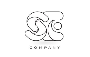 İnce siyah Monogram anahattı kontur ile se Monogram mektup Logo