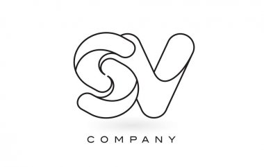 SV Monogram mektup Logo ile ince siyah Monogram anahat dağılımı