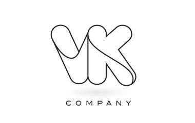 VK Monogram mektup Logo ile ince siyah Monogram anahat dağılımı