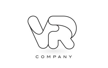 VR Monogram mektup Logo ile ince siyah Monogram anahat dağılımı