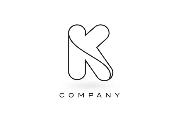 K Monogram Letter Logo With Thin Black Monogram Outline Contour. — Stock Vector