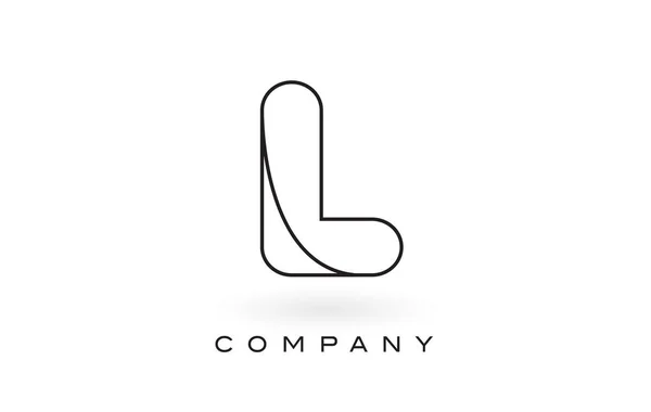 L Monogramme lettre logo avec mince contour noir monogramme contour . — Image vectorielle