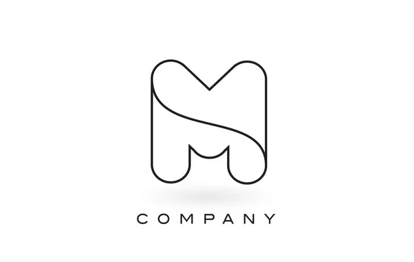 Logotipo de letra de monograma M con contorno de contorno de monograma negro delgado . — Archivo Imágenes Vectoriales
