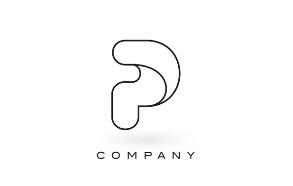 Logo de lettre de monogramme de P avec le contour mince de contour de contour de monogramme noir . — Image vectorielle