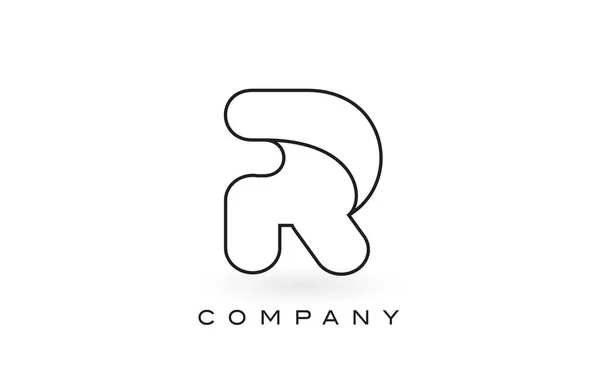 Logo de lettre de monogramme R avec le contour mince de contour de contour de monogramme noir . — Image vectorielle