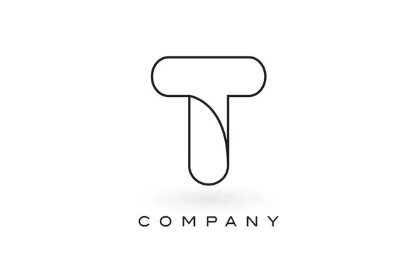 Logo de lettre de T Monogram avec le contour mince de contour de contour de monogramme noir . — Image vectorielle